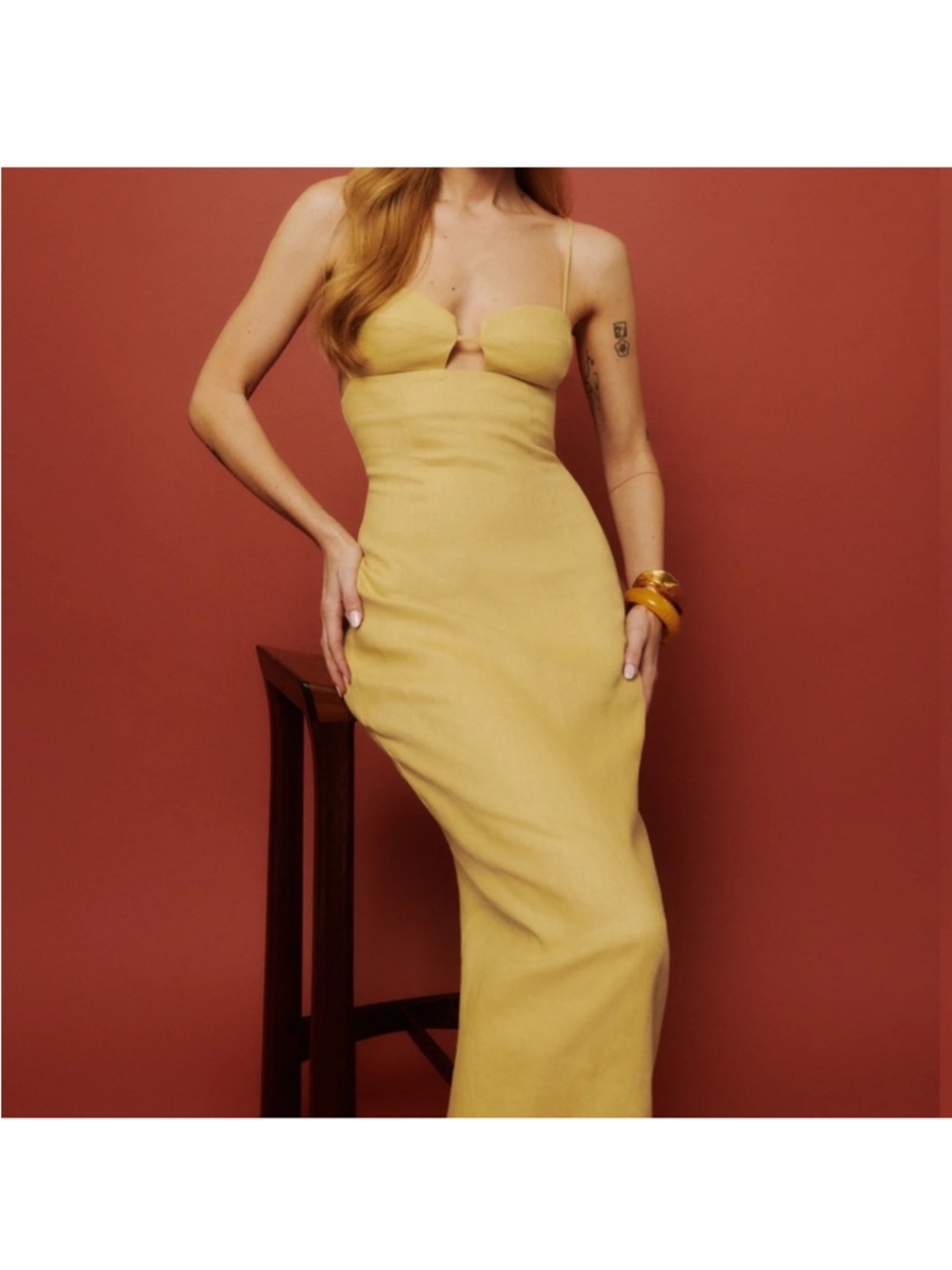 NWT Reformation Yellow Linen Maxi Dress
